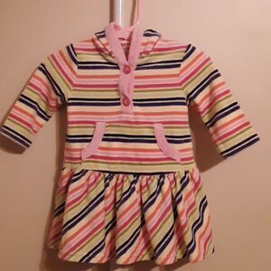 EUC Gymboree Rainbow Striped Hooded Dress 6-12mth